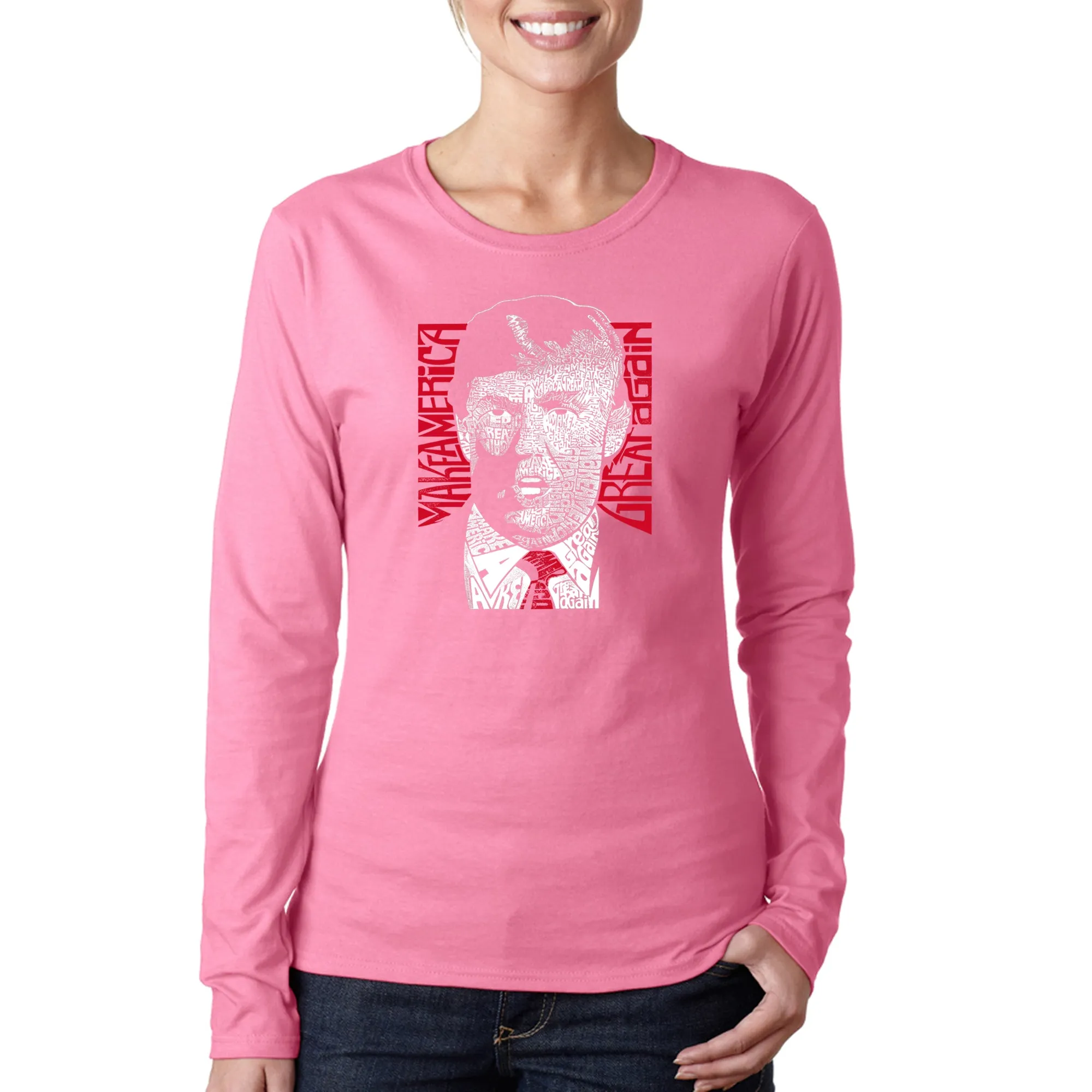 Trump Make America Great Again - Women's Word Art Long Sleeve T-Shirt sold by LA Pop Art product image thumbnail 3