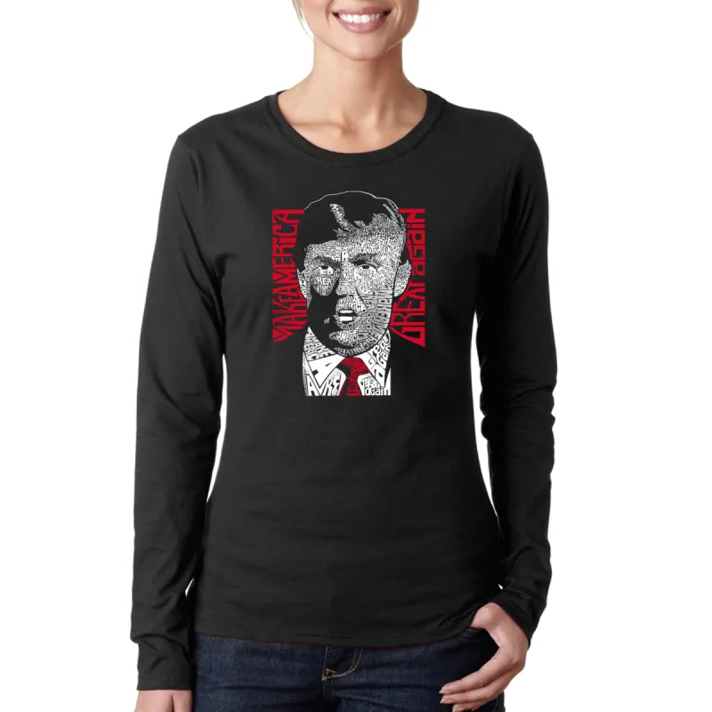 Trump Make America Great Again - Women's Word Art Long Sleeve T-Shirt sold by LA Pop Art