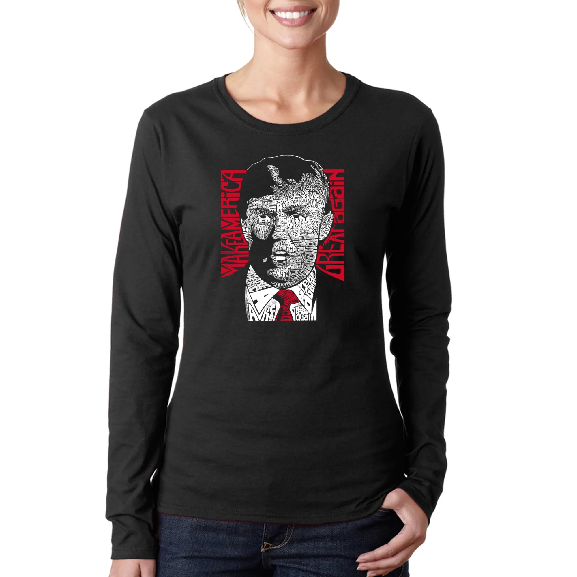 Trump Make America Great Again - Women's Word Art Long Sleeve T-Shirt sold by LA Pop Art