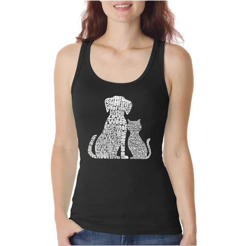 Dogs and Cats  - Women's Word Art Tank Top sold by LA Pop Art