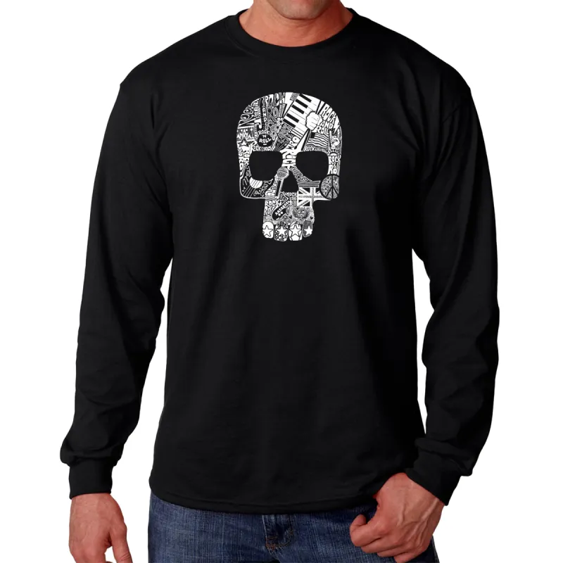 Rock n Roll Skull - Men's Word Art Long Sleeve T-Shirt sold by LA Pop Art