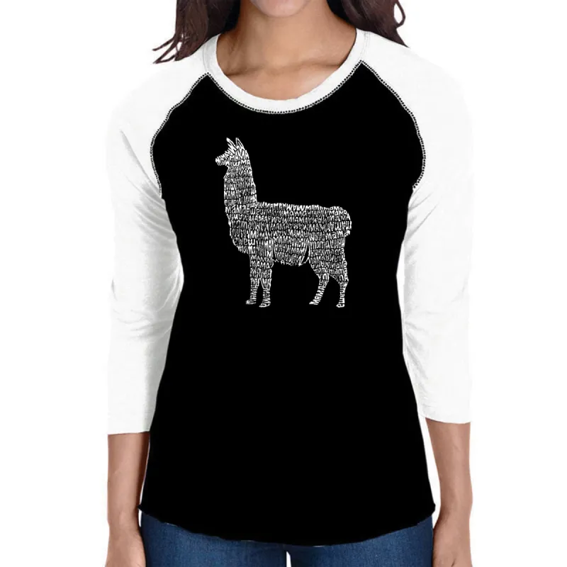 Llama Mama  - Women's Raglan Word Art T-Shirt sold by LA Pop Art