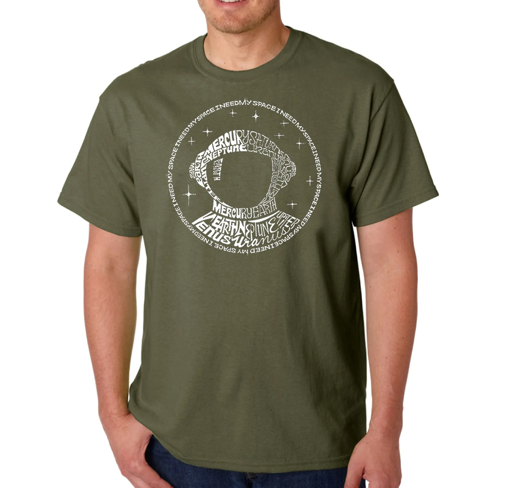 I Need My Space Astronaut - Men's Word Art T-Shirt sold by LA Pop Art product image thumbnail 5
