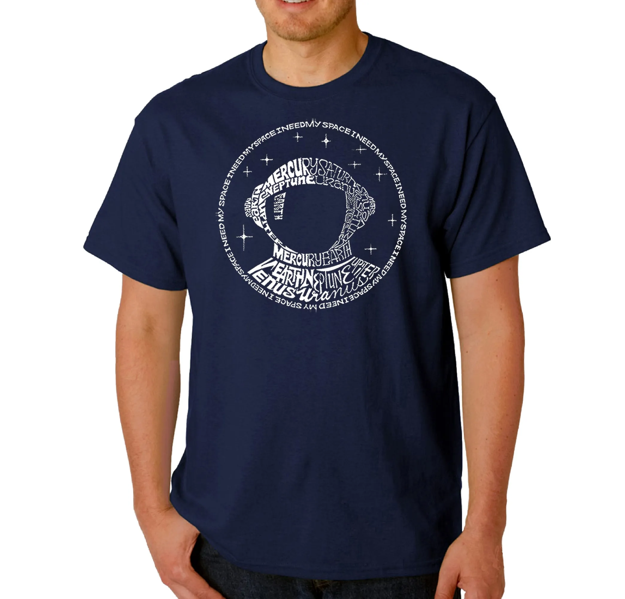 I Need My Space Astronaut - Men's Word Art T-Shirt sold by LA Pop Art product image thumbnail 3