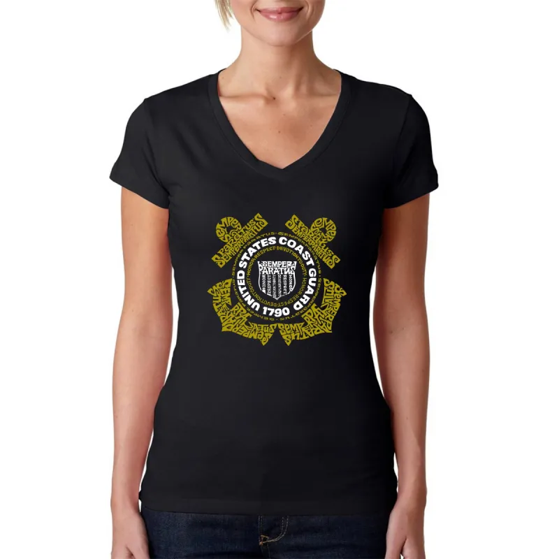 Coast Guard - Women's Word Art V-Neck T-Shirt sold by LA Pop Art