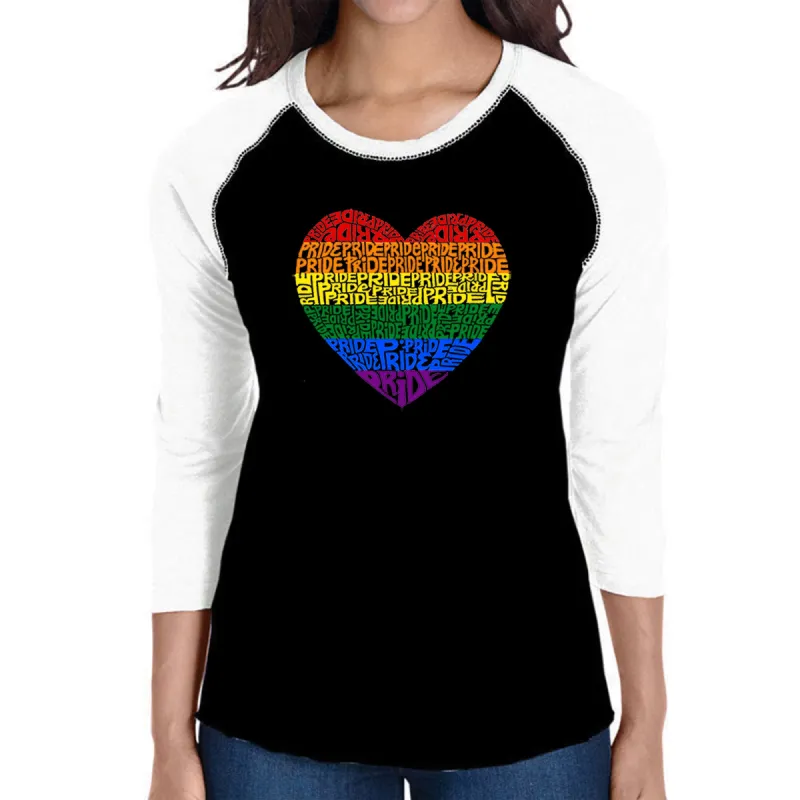 Pride Heart - Women's Raglan Baseball Word Art T-Shirt sold by LA Pop Art