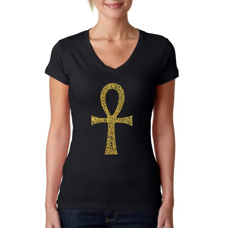 ANKH - Women's Word Art V-Neck T-Shirt sold by LA Pop Art