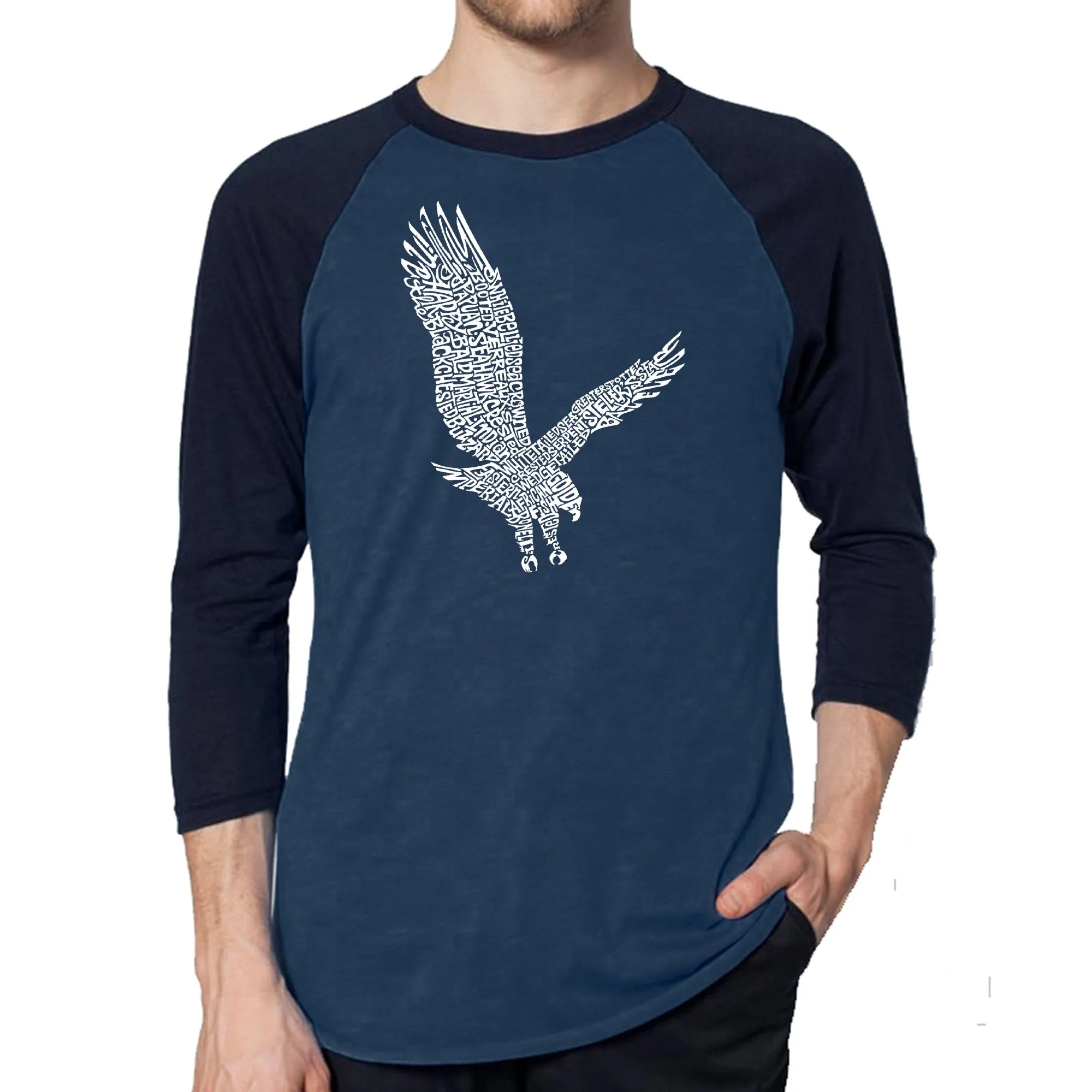Eagle - Men's Raglan Baseball Word Art T-Shirt sold by LA Pop Art product image thumbnail 3