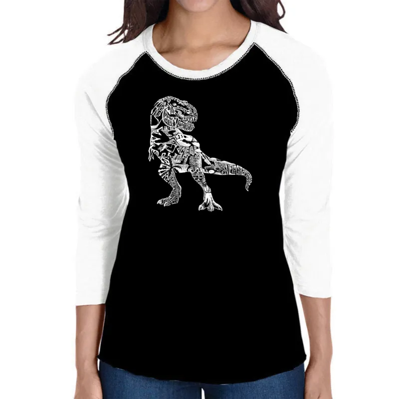 Dino Pics - Women's Raglan Baseball Word Art T-Shirt sold by LA Pop Art