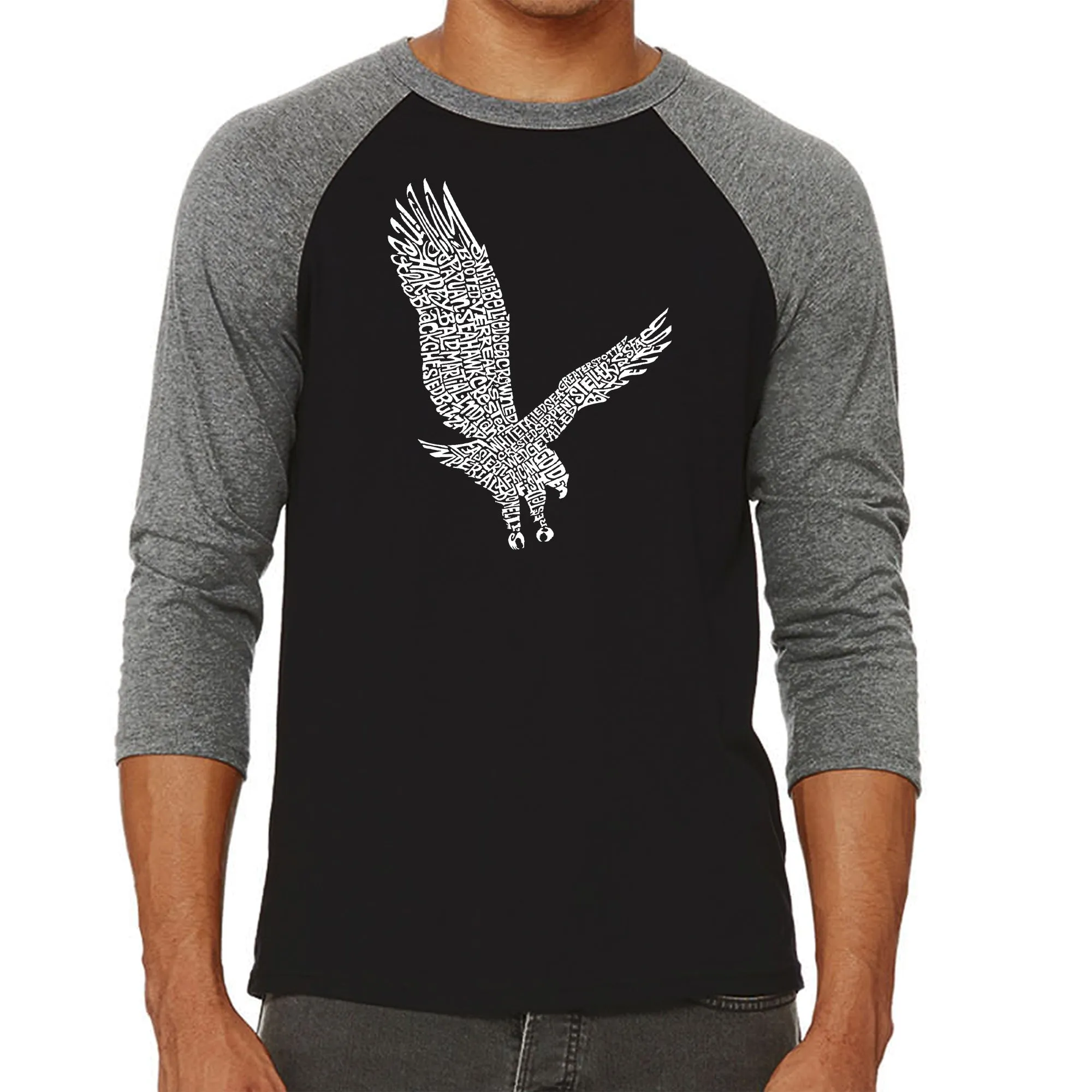 Eagle - Men's Raglan Baseball Word Art T-Shirt sold by LA Pop Art product image thumbnail 4