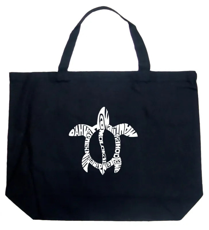 Honu Turtle Hawaiian Islands - Large Word Art Tote Bag sold by LA Pop Art