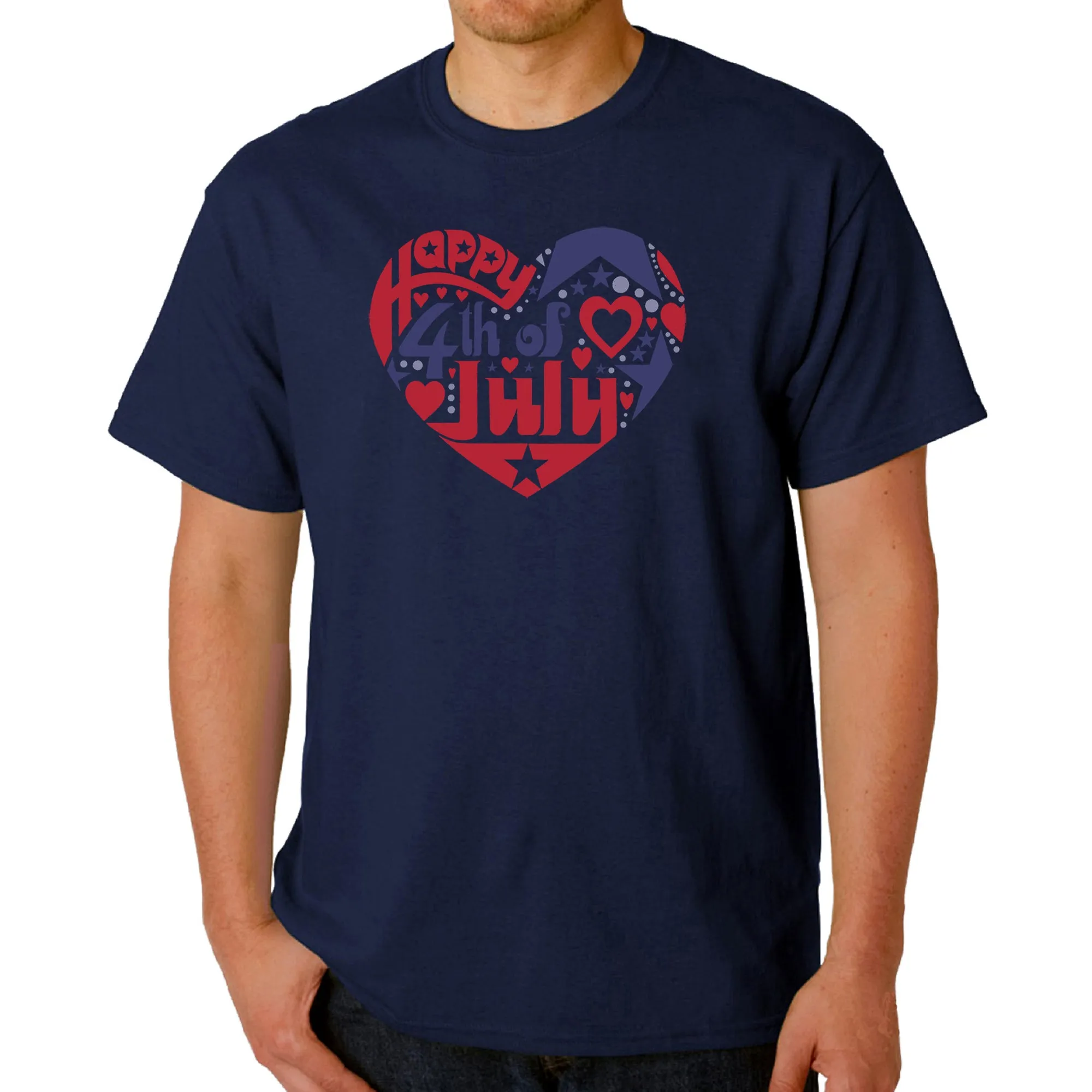 Men's Word Art T-shirt - July 4th Heart sold by LA Pop Art product image thumbnail 3