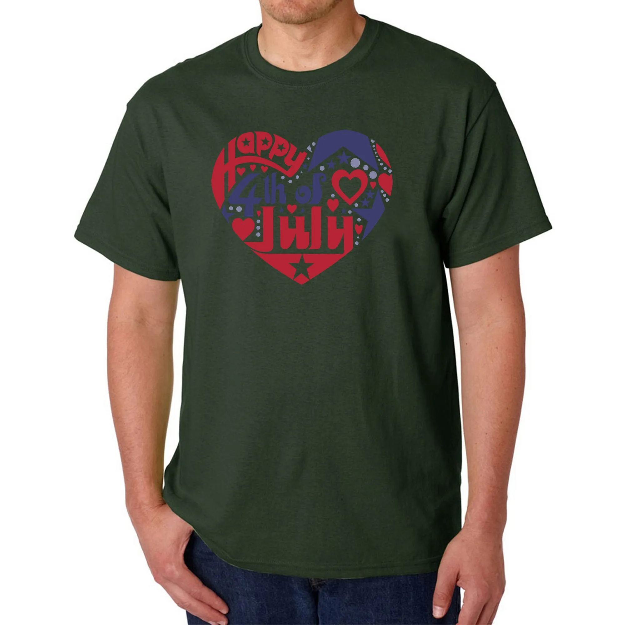 Men's Word Art T-shirt - July 4th Heart sold by LA Pop Art product image thumbnail 4