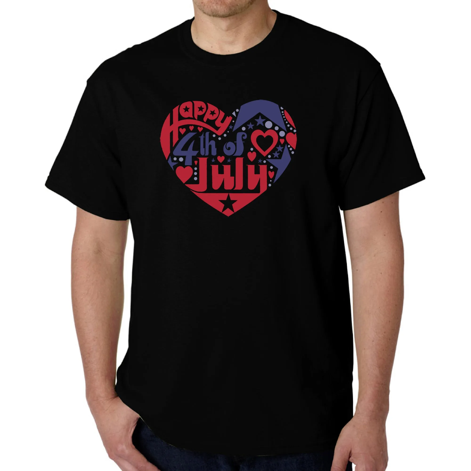 Men's Word Art T-shirt - July 4th Heart sold by LA Pop Art