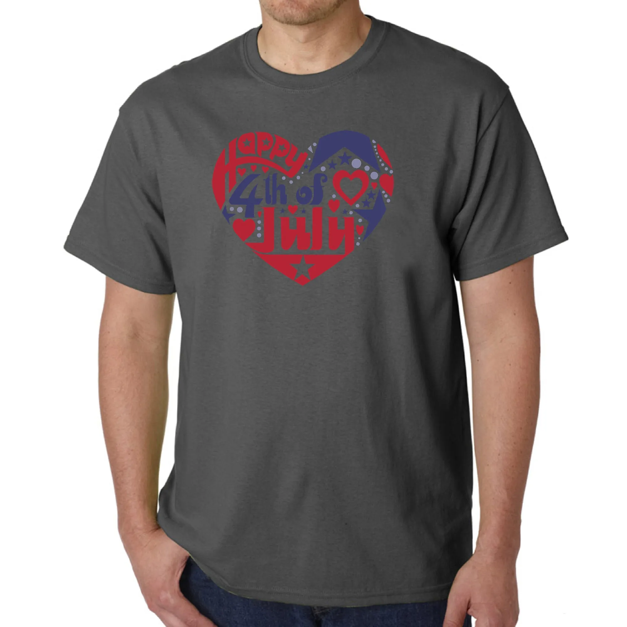 Men's Word Art T-shirt - July 4th Heart sold by LA Pop Art product image thumbnail 5