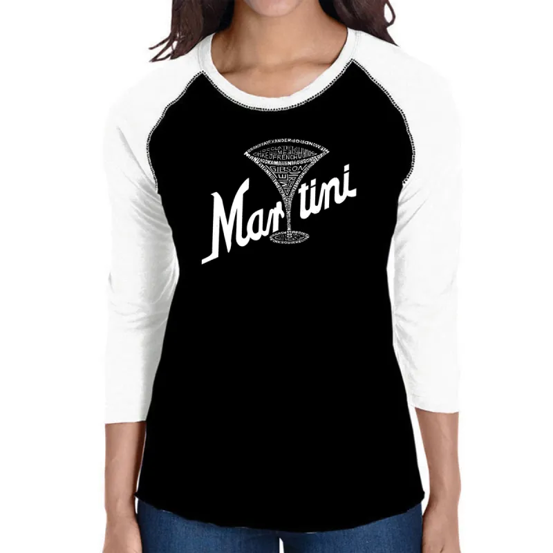 Martini - Women's Raglan Baseball Word Art T-Shirt sold by LA Pop Art