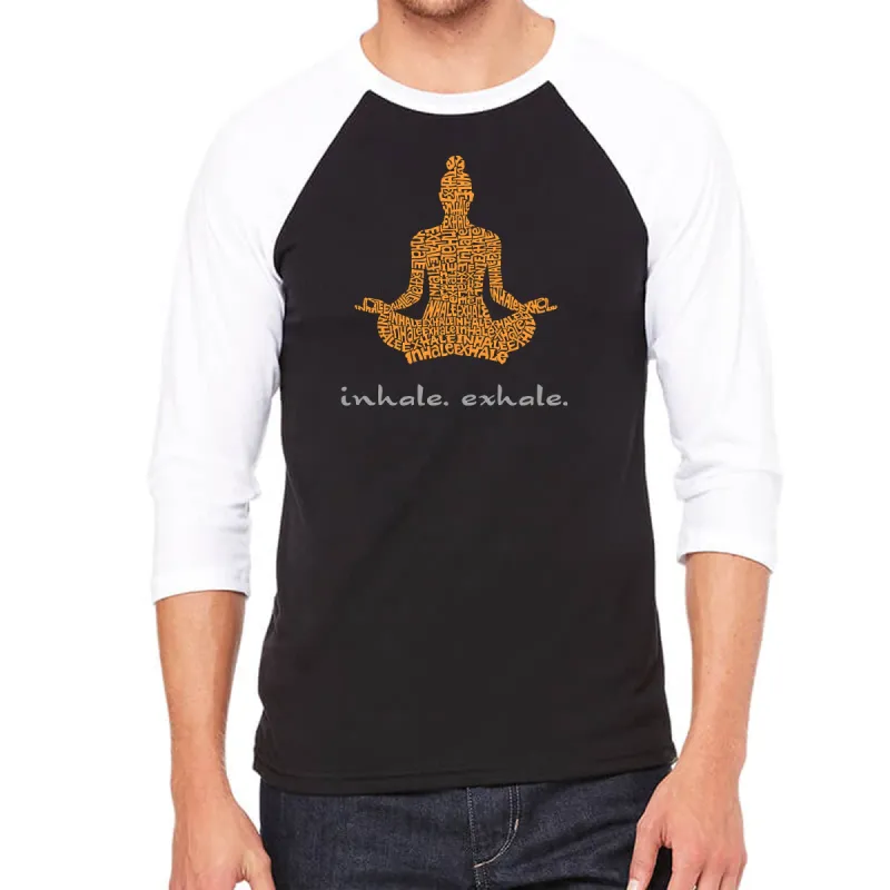 Inhale Exhale - Men's Raglan Baseball Word Art T-Shirt sold by LA Pop Art