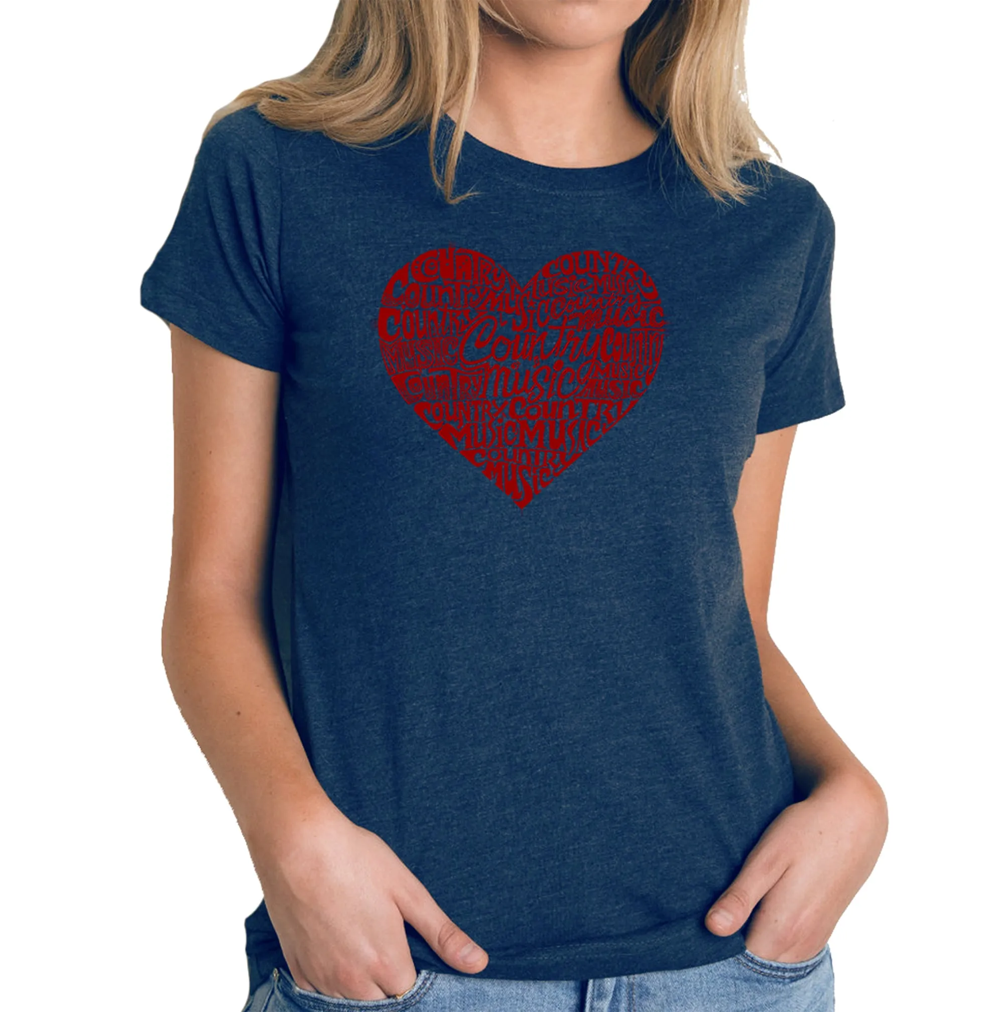 Country Music Heart - Women's Premium Blend Word Art T-Shirt sold by LA Pop Art product image thumbnail 3