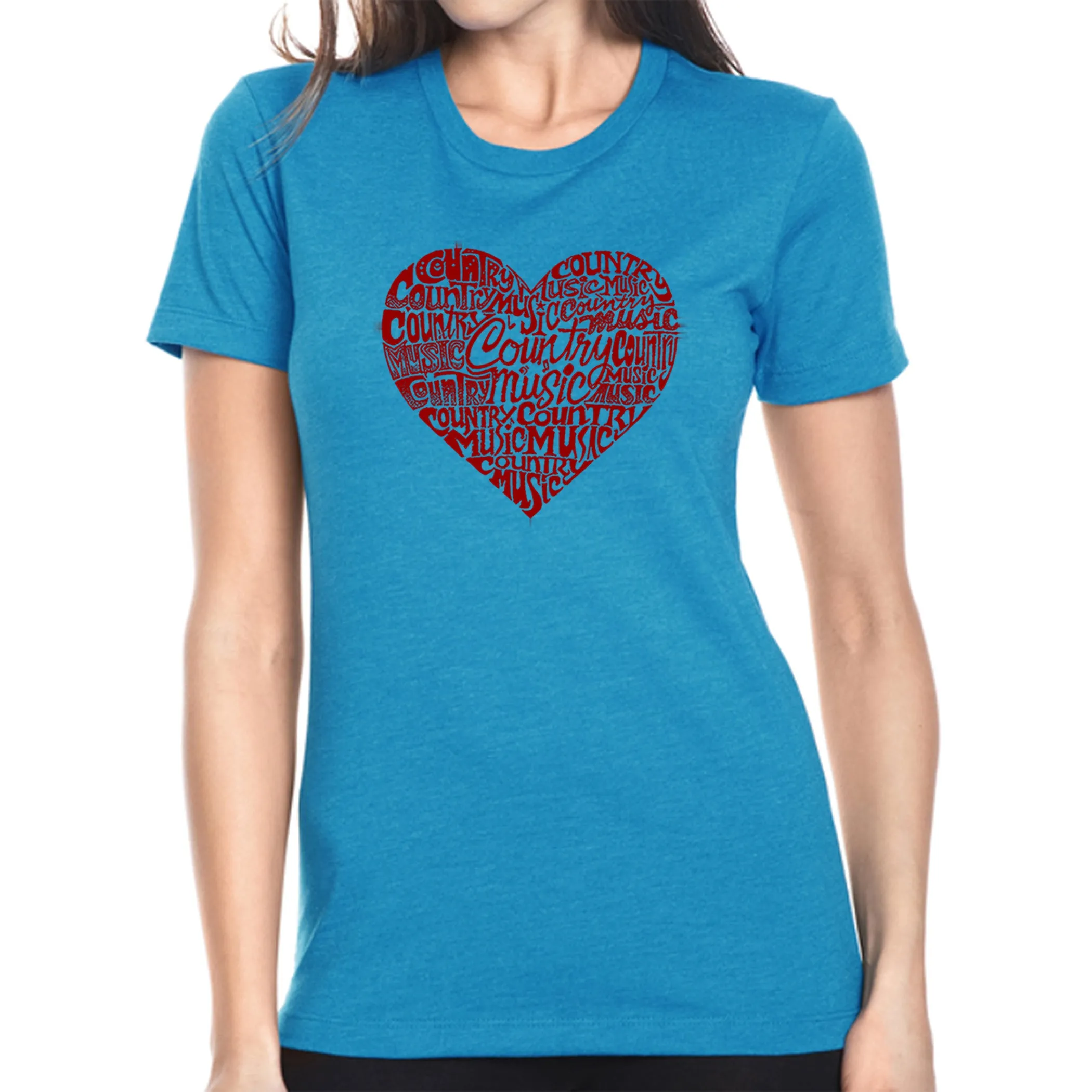 Country Music Heart - Women's Premium Blend Word Art T-Shirt sold by LA Pop Art product image thumbnail 4