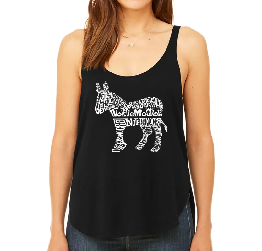 I Vote Democrat - Women's Word Art Flowy Tank sold by LA Pop Art