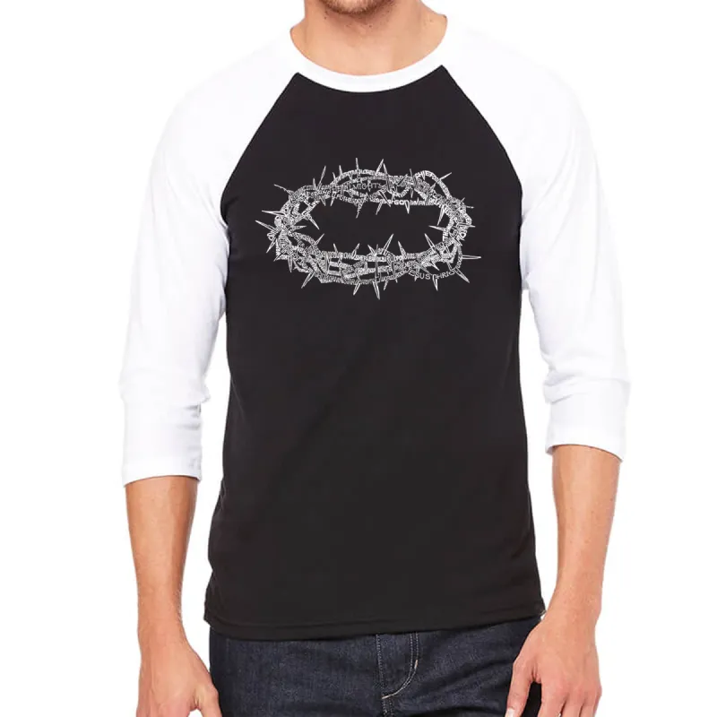 CROWN OF THORNS - Men's Raglan Baseball Word Art T-Shirt sold by LA Pop Art