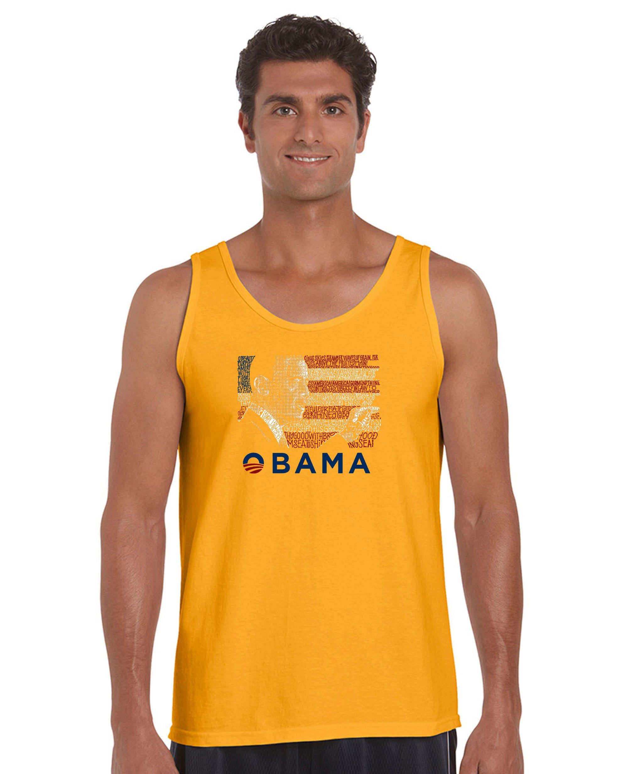 OBAMA AMERICA THE BEAUTIFUL - Men's Word Art Tank Top sold by LA Pop Art product image thumbnail 4