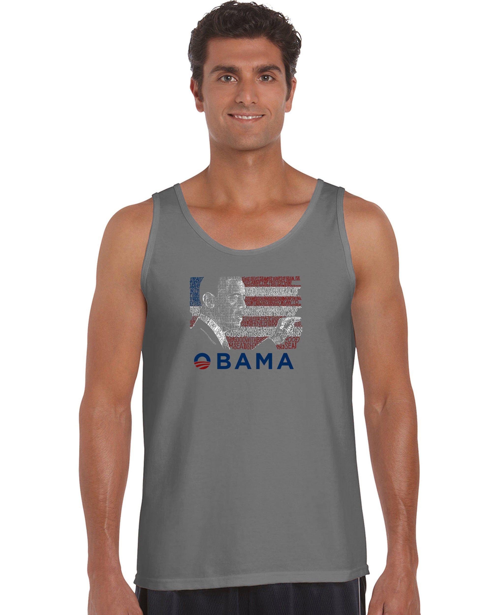 OBAMA AMERICA THE BEAUTIFUL - Men's Word Art Tank Top sold by LA Pop Art product image thumbnail 5