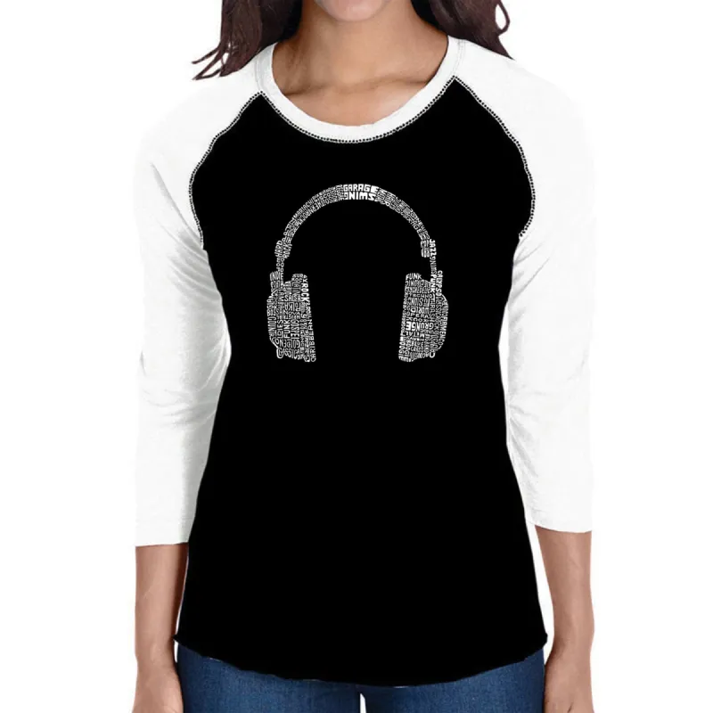 63 DIFFERENT GENRES OF MUSIC - Women's Raglan Baseball Word Art T-Shirt sold by LA Pop Art