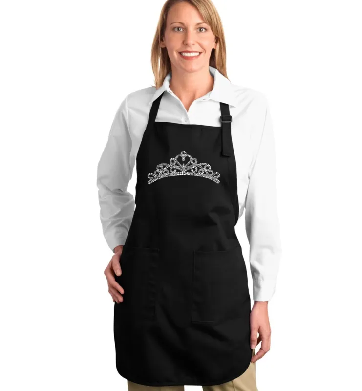 Princess Tiara - Full Length Word Art Apron sold by LA Pop Art
