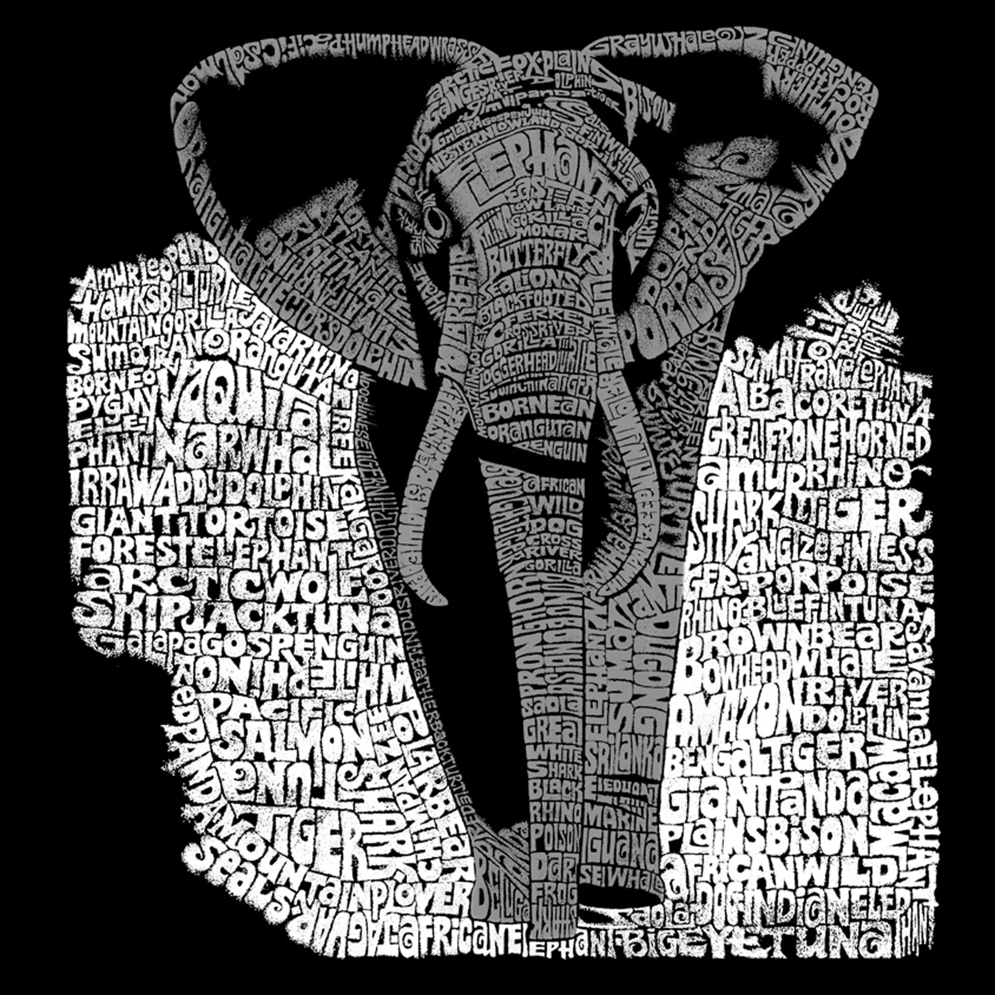 ELEPHANT - Men's Tall Word Art T-Shirt sold by LA Pop Art product image thumbnail 2