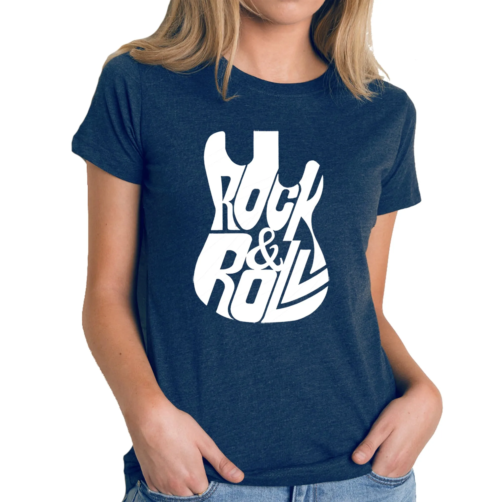 Rock And Roll Guitar - Women's Premium Blend Word Art T-Shirt sold by LA Pop Art product image thumbnail 3