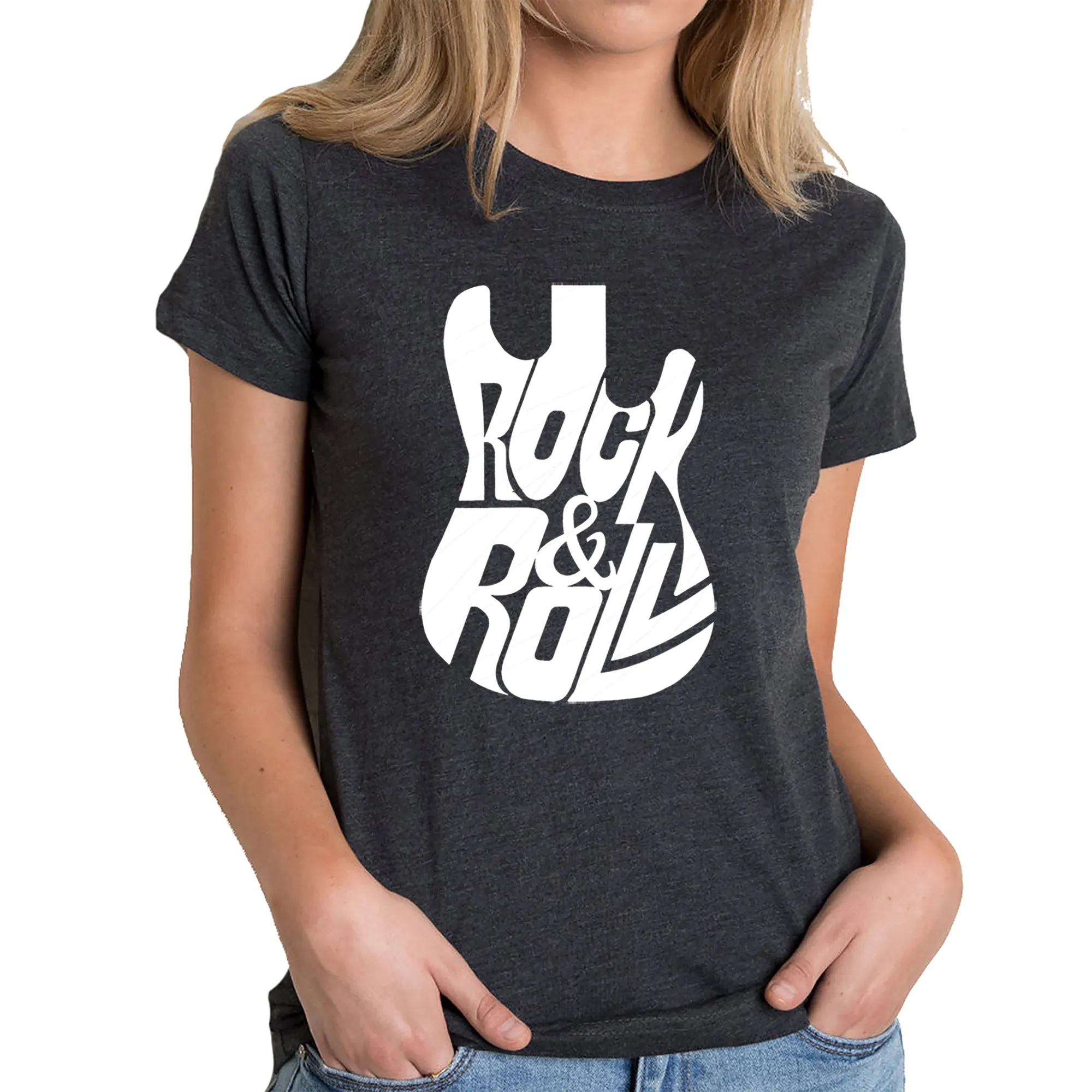 Rock And Roll Guitar - Women's Premium Blend Word Art T-Shirt sold by LA Pop Art
