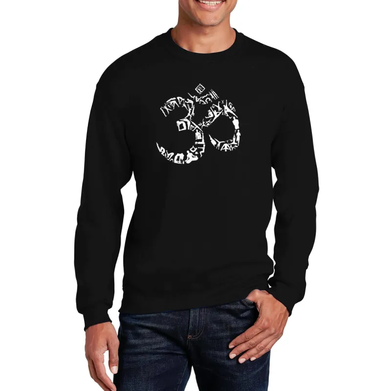 THE OM SYMBOL OUT OF YOGA POSES - Men's Word Art Crewneck Sweatshirt sold by LA Pop Art