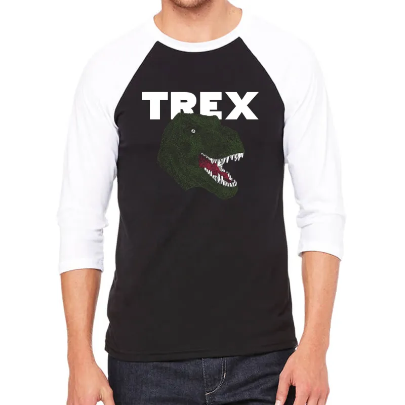 T-Rex Head  - Men's Raglan Baseball Word Art T-Shirt sold by LA Pop Art