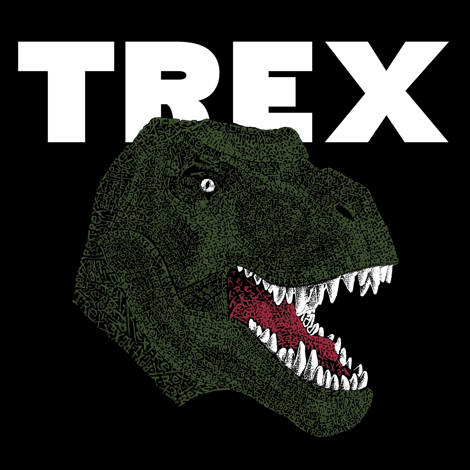 T-Rex Head - Men's Raglan Baseball Word Art T-Shirt sold by LA Pop Art product image thumbnail 2