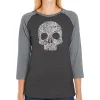 Flower Skull - Women's Raglan Word Art T-Shirt sold by LA Pop Art