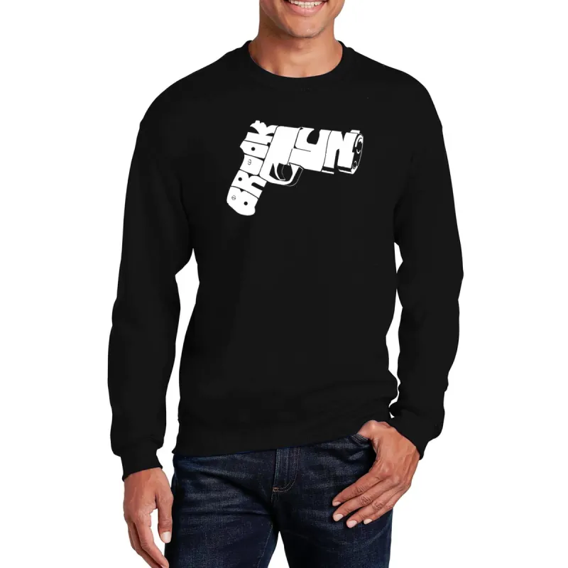 BROOKLYN GUN - Men's Word Art Crewneck Sweatshirt sold by LA Pop Art