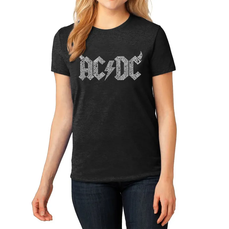 AC/DC Classic Horns Logo  - Women's Premium Blend Word Art T-Shirt sold by LA Pop Art