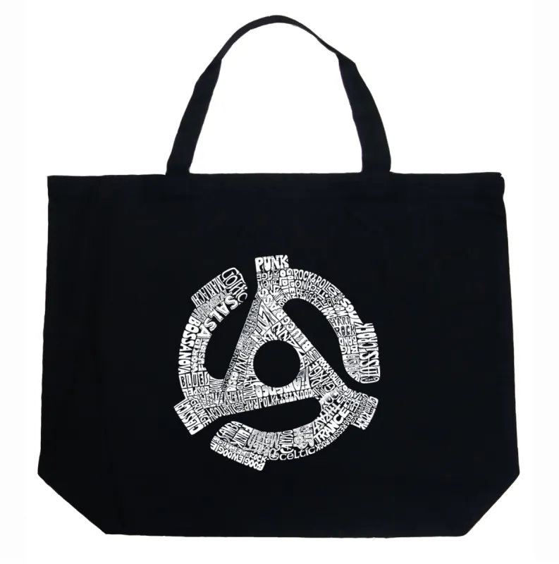 Record Adapter - Large Word Art Tote Bag sold by LA Pop Art