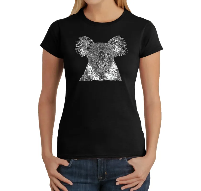 Koala - Women's Word Art T-Shirt sold by LA Pop Art