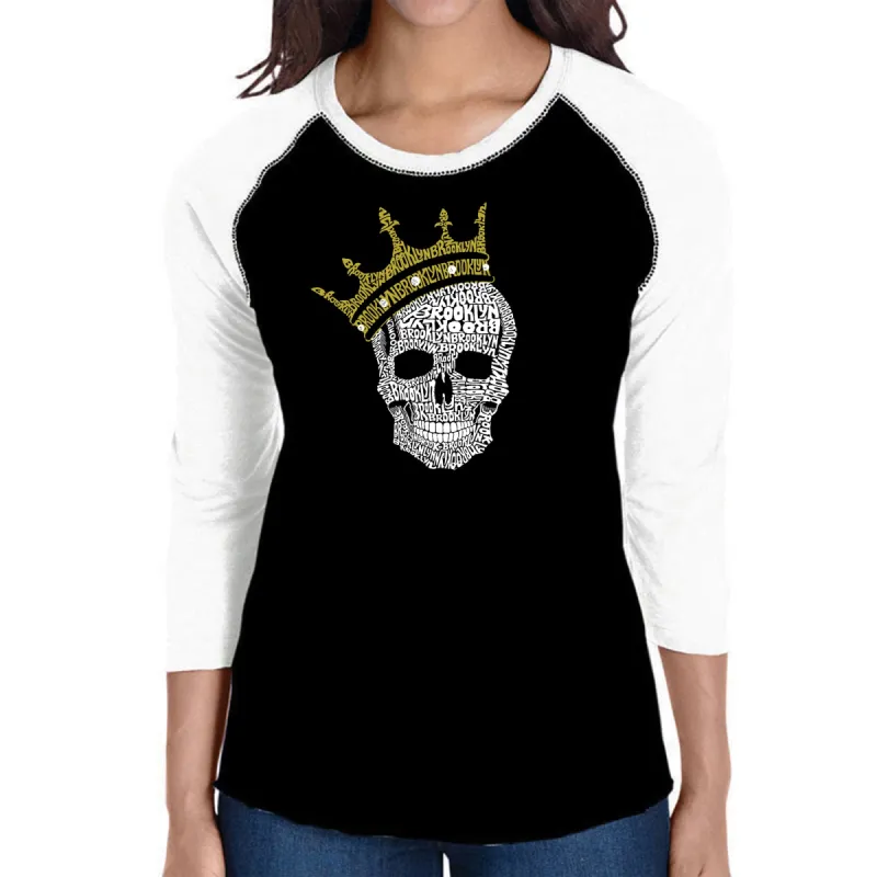 Brooklyn Crown  - Women's Raglan Word Art T-Shirt sold by LA Pop Art