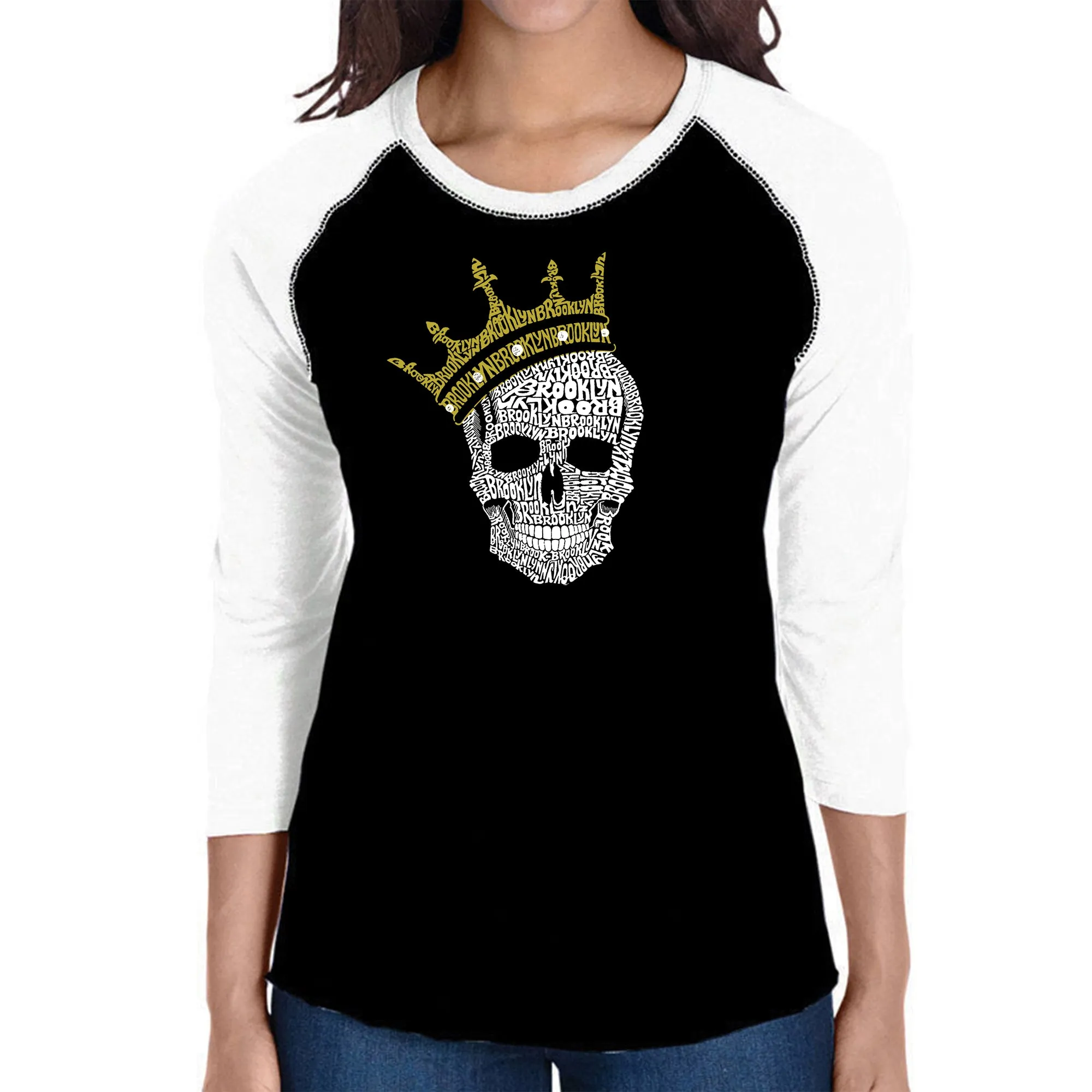 Brooklyn Crown - Women's Raglan Word Art T-Shirt sold by LA Pop Art
