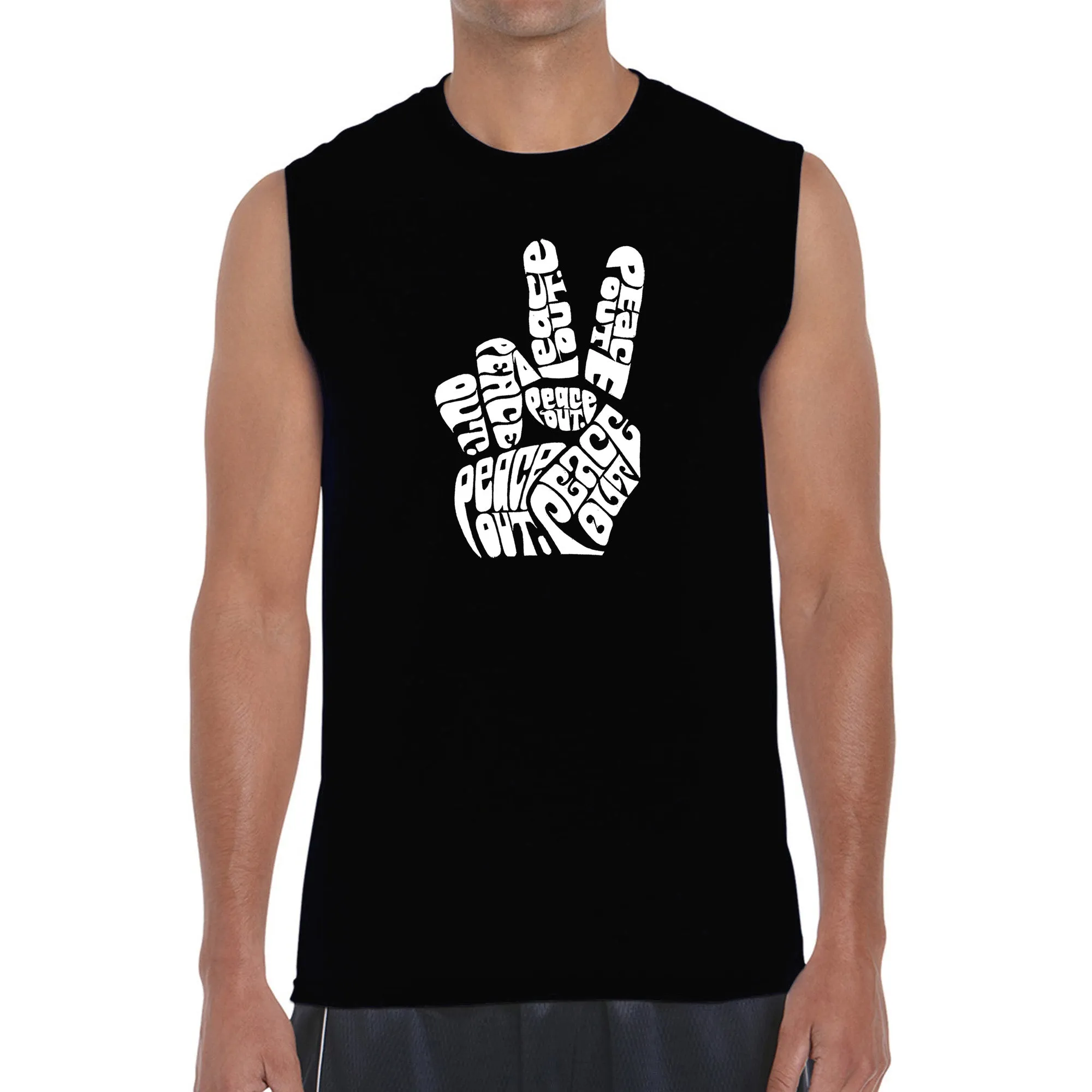 Peace Out - Men's Word Art Sleeveless T-Shirt sold by LA Pop Art