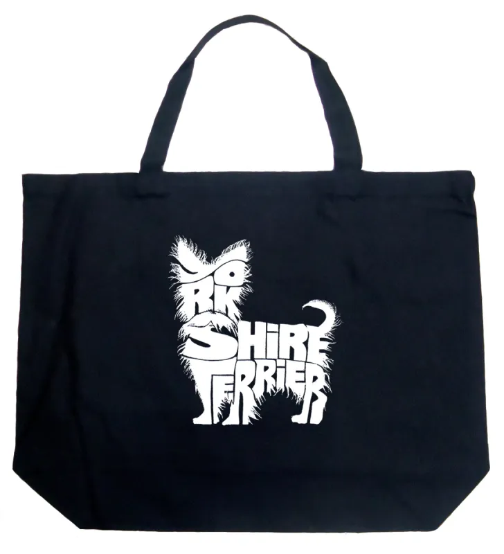 Yorkie - Large Word Art Tote Bag sold by LA Pop Art