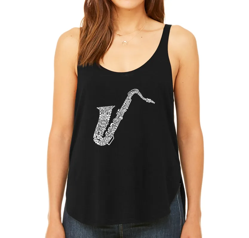 Sax - Women's Word Art Flowy Tank made by LA Pop Art