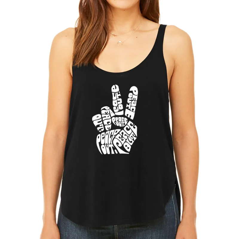 Peace Out  - Women's Premium Word Art Flowy Tank Top sold by LA Pop Art