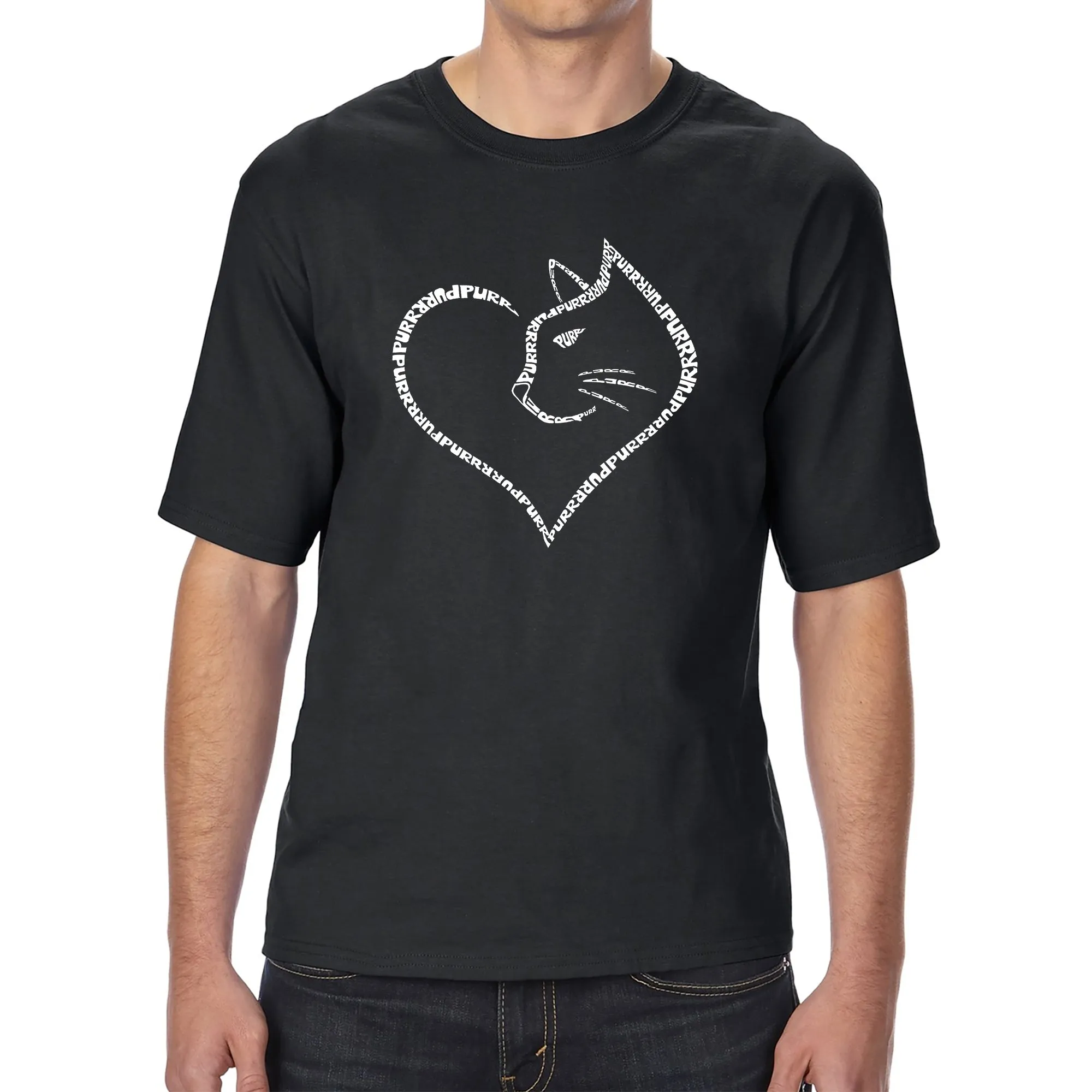 Cat Heart - Men's Tall and Long Word Art T-Shirt sold by LA Pop Art product image thumbnail 4