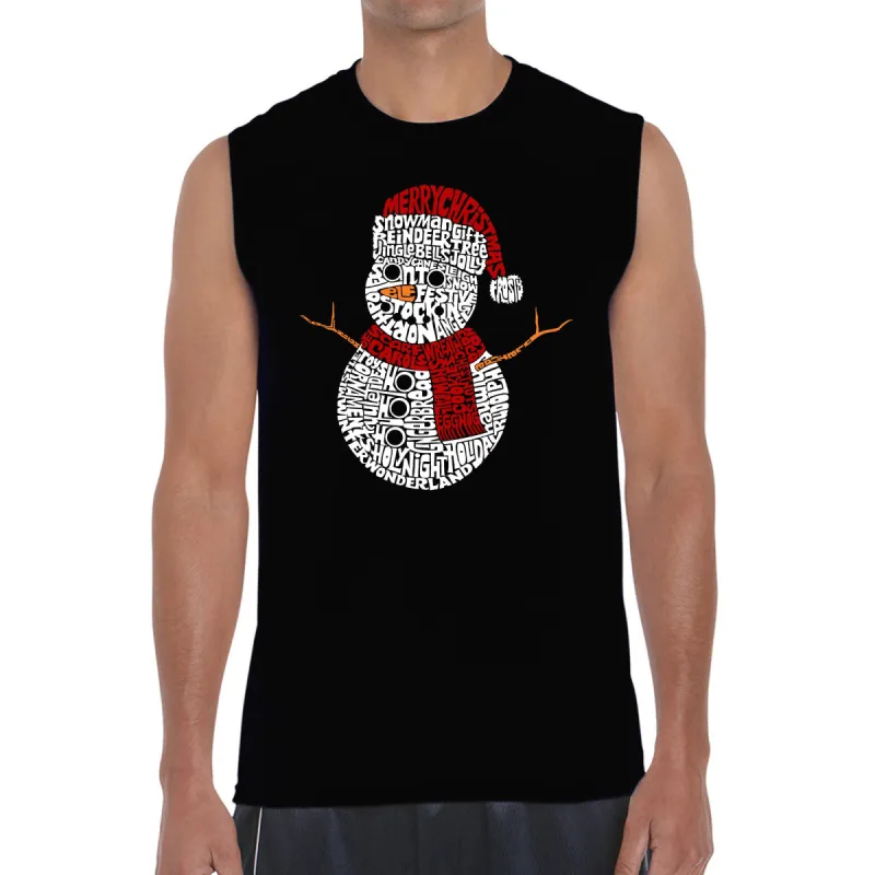 Christmas Snowman - Men's Word Art Sleeveless T-Shirt sold by LA Pop Art
