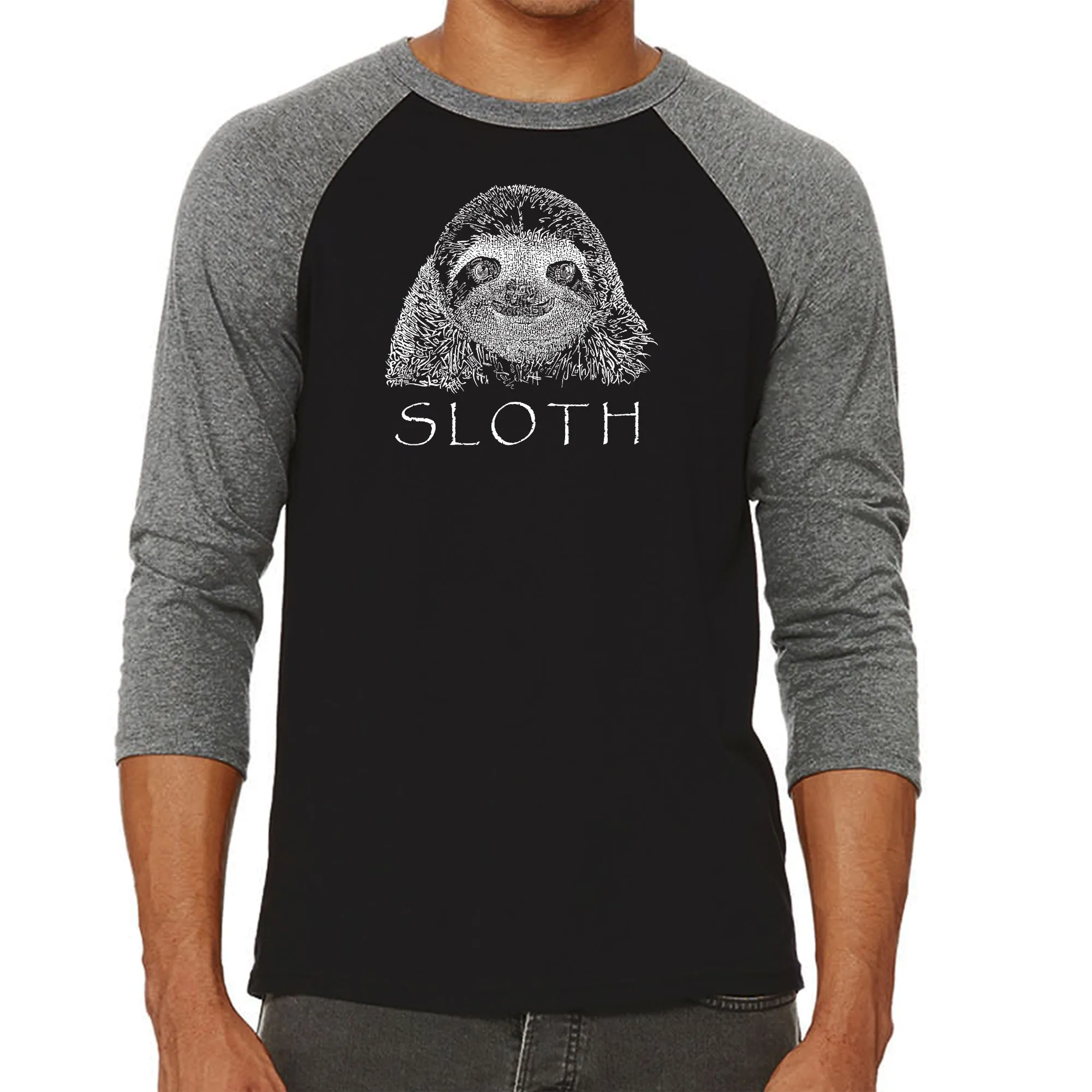Sloth - Men's Raglan Baseball Word Art T-Shirt sold by LA Pop Art product image thumbnail 4