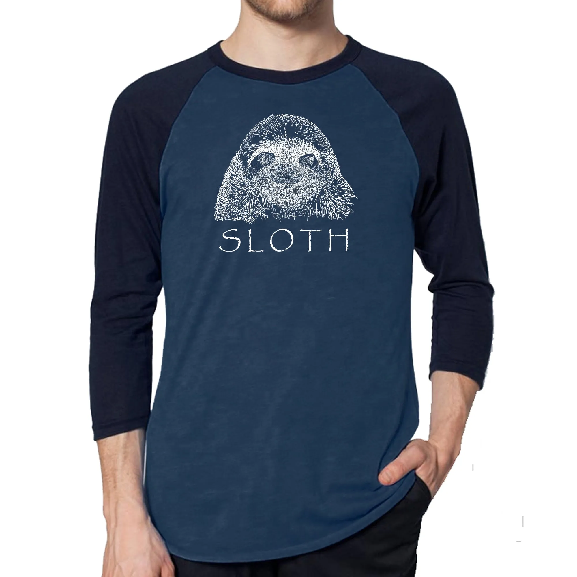 Sloth - Men's Raglan Baseball Word Art T-Shirt sold by LA Pop Art product image thumbnail 3